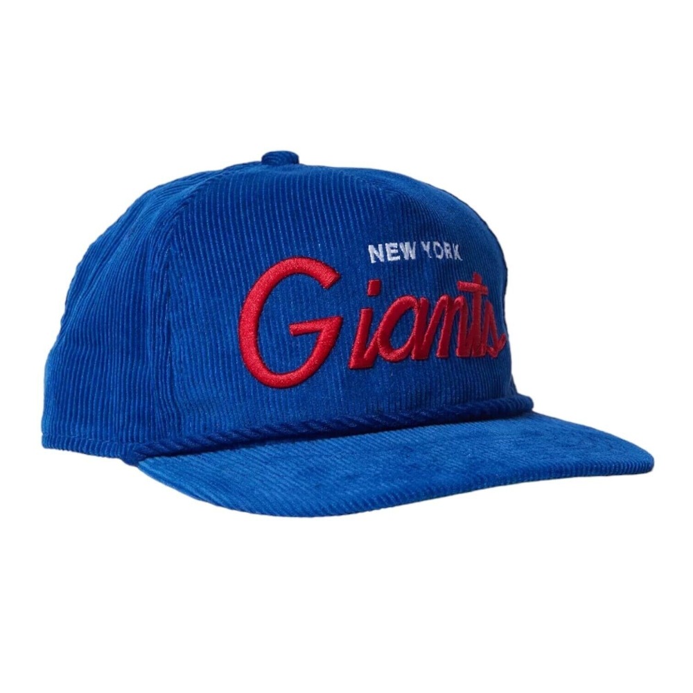 New Era The Golfer New York Giants Snapback Hat Cap NFL Corduroy Script Blue
